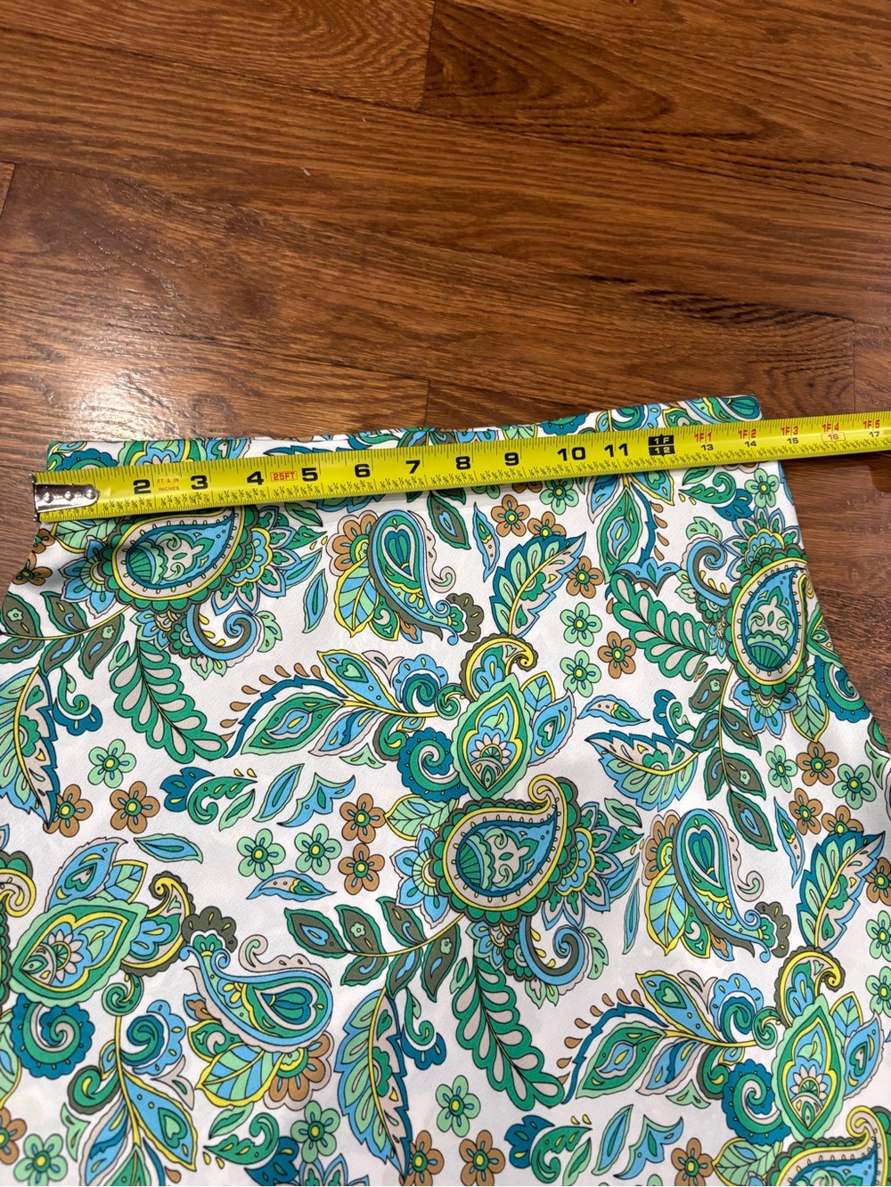 LOFT White Maxi Skirt with Green and Blue Paisley Print S - Picture 3 of 5